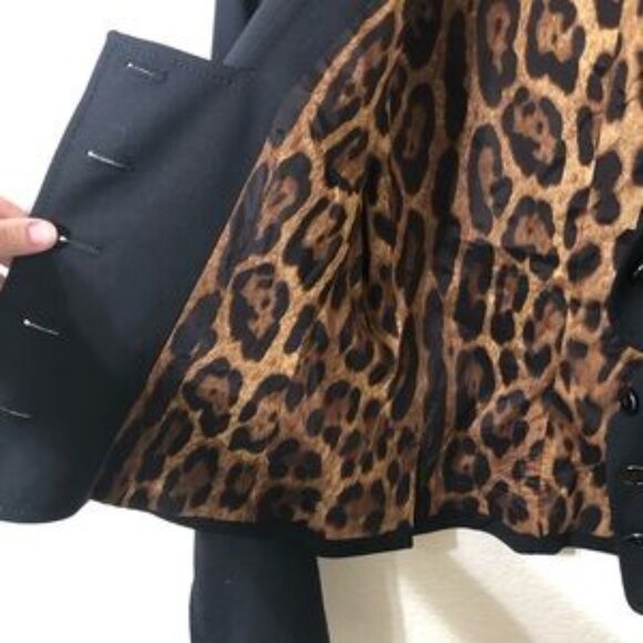 Dolce & Gabbana Italian Womens Black Blazer with Vest & Leopard Lining Size 40 - Picture 9 of 10